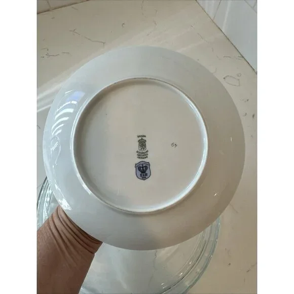 Schumann Arzberg Germany Bavaria Gray Cat Plate 7 1/4" Golden Crown E&R - Picture 7 of 8